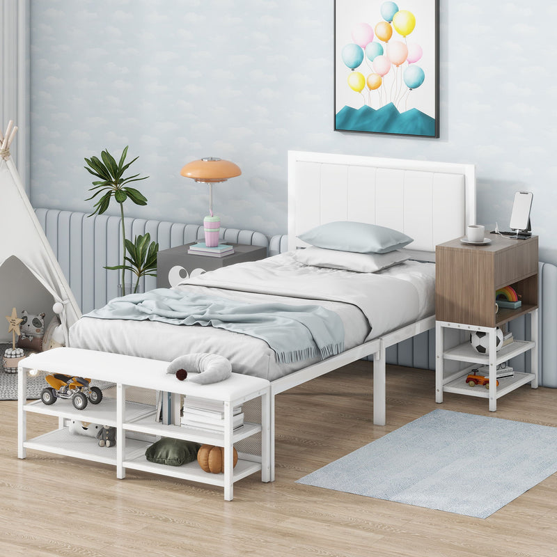 Platform Bed With 2 Tier Storage Shelves, Storage Cabinet - R&R Furniture Gallery (Fountain Valley, CA)