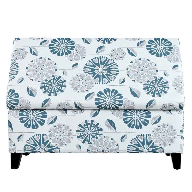 Luxury Storage Ottoman With Floral Patterned Fabric, Soft-Close Hinges, Multi Functional - R&R Furniture Gallery (Fountain Valley, CA)