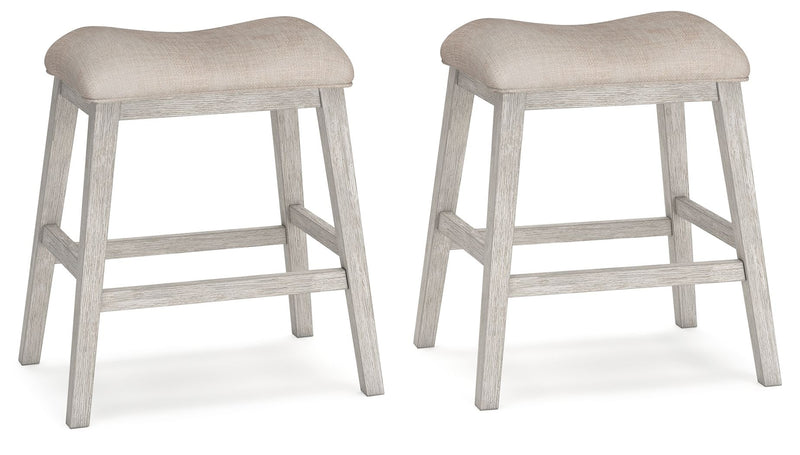 Skempton - Upholstered Stool (Set of 2) - White - R&R Furniture Gallery (Fountain Valley, CA)