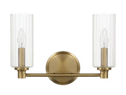 Regal - Double Light Vanity With Clear Ribbed Satin - Antique Brass / Clear - R&R Furniture Gallery (Fountain Valley, CA)