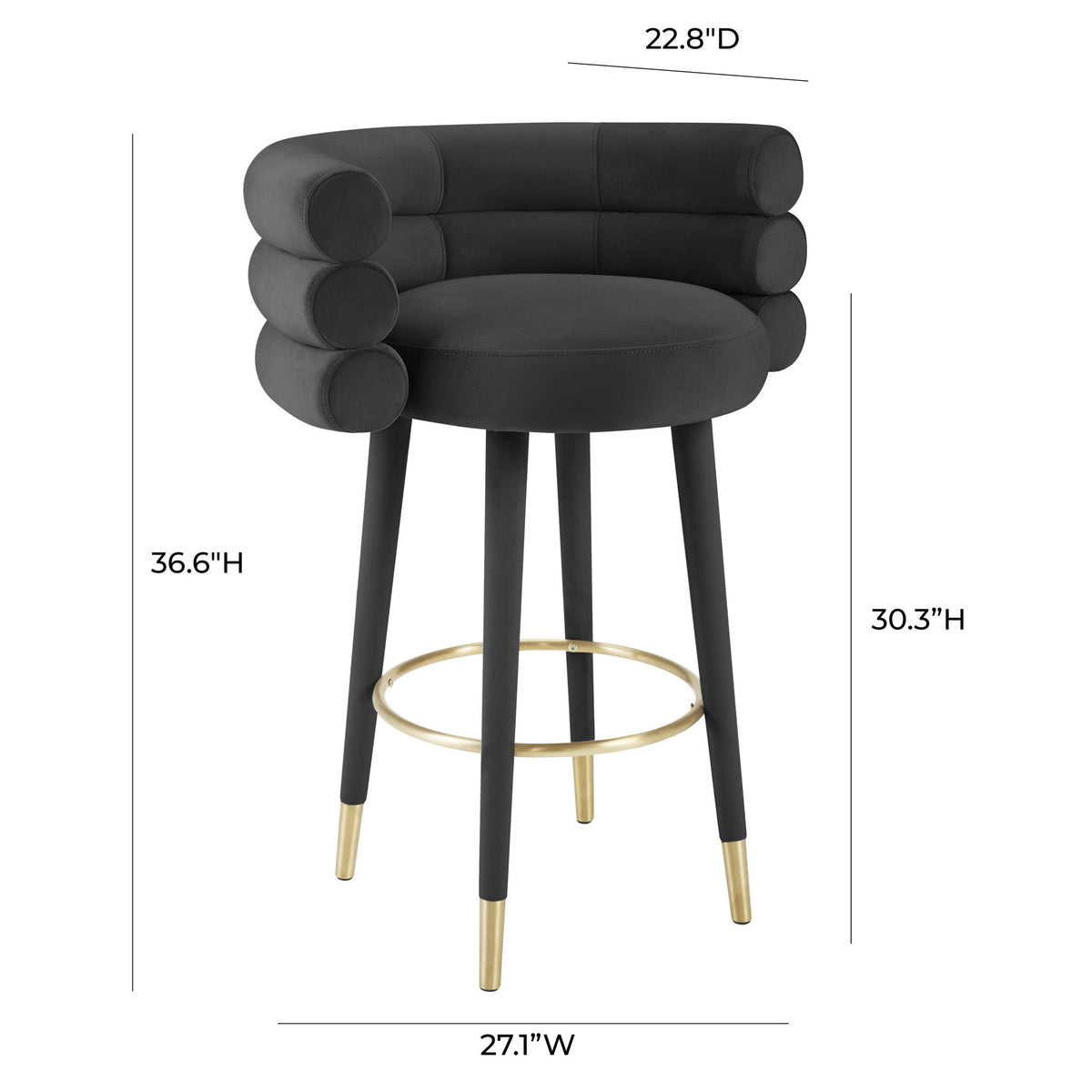 Betty - Velvet Barstool - R&R Furniture Gallery (Fountain Valley, CA)