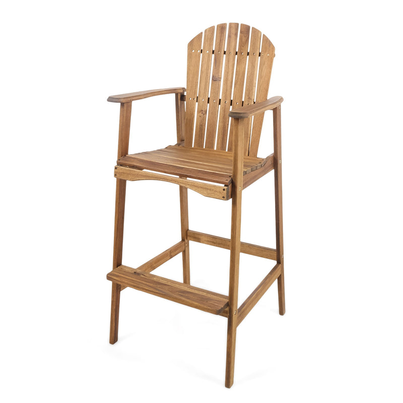 Outdoor Acacia Wood Adirondack Barstools (Set of 2) - R&R Furniture Gallery (Fountain Valley, CA)