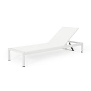 Noble House outdoor patio chaise lounge with five reclining positions, featuring a cushioned seat and durable frame for outdoor relaxation.