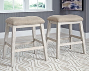 Skempton - Upholstered Stool (Set of 2) - White - R&R Furniture Gallery (Fountain Valley, CA)