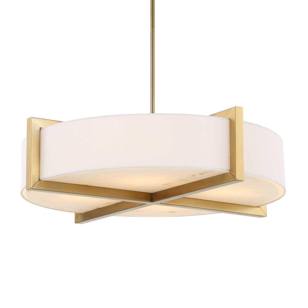 Cresson - 4 Light Drum Pendant - White / Gold