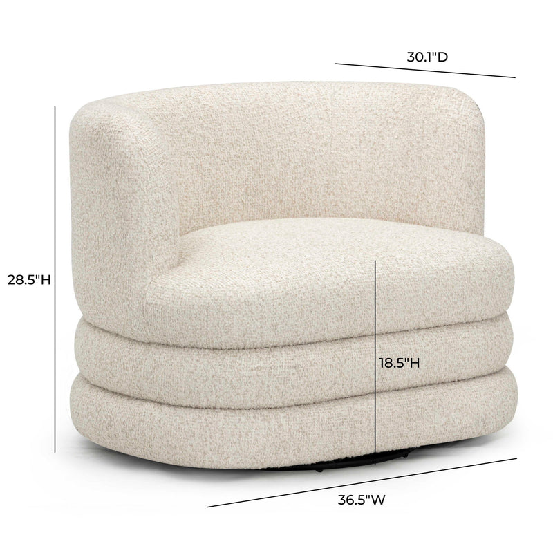 Astor - Heavy Boucle Swivel Hotel Lounge Chair - Cream - R&R Furniture Gallery (Fountain Valley, CA)