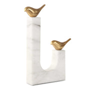 Brass Songbirds sculpture by Uttermost depicting detailed, elegant birds perched on a branch for sculptures and figurines.