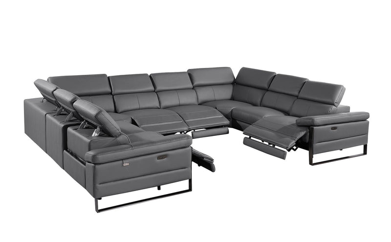 1246 - 8-Piece U-Shaped Modular Power Reclining Sectional With 4 Power Recliners And Power Headrests