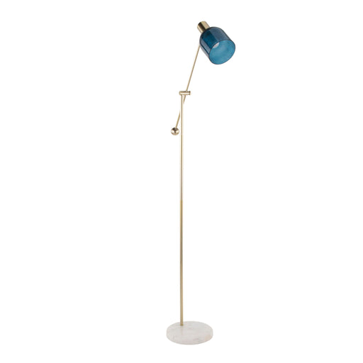 Lumi Source Marcel contemporary glam floor lamp with a sleek metal stand and a stylish drum shade, ideal for modern living spaces.