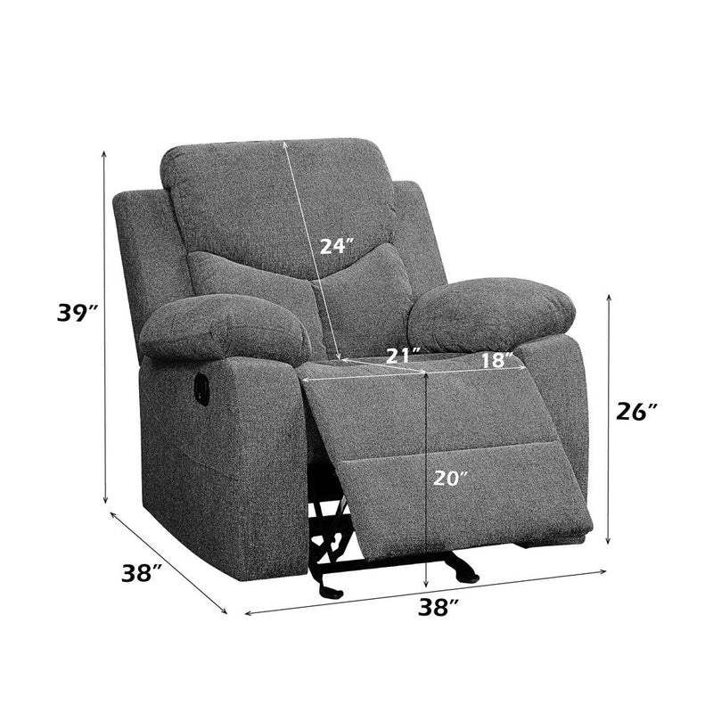 Kalen - Motion Glider Recliner - Gray Chenille - R&R Furniture Gallery (Fountain Valley, CA)