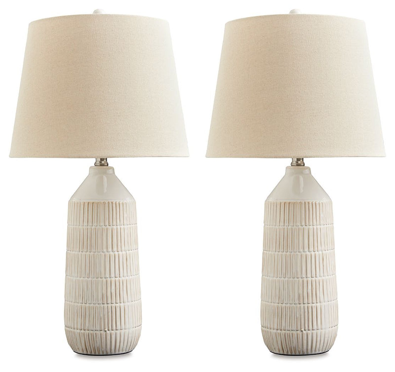 Willport - Ceramic Table Lamp (Set of 2) - Off White - R&R Furniture Gallery (Fountain Valley, CA)