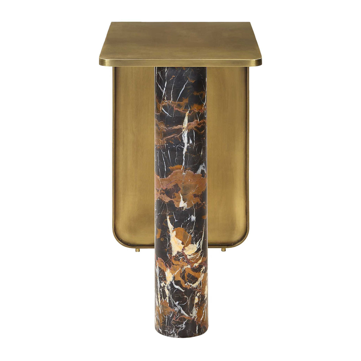 Pillar of Strength - Accent Table - Black / Brass / Brown