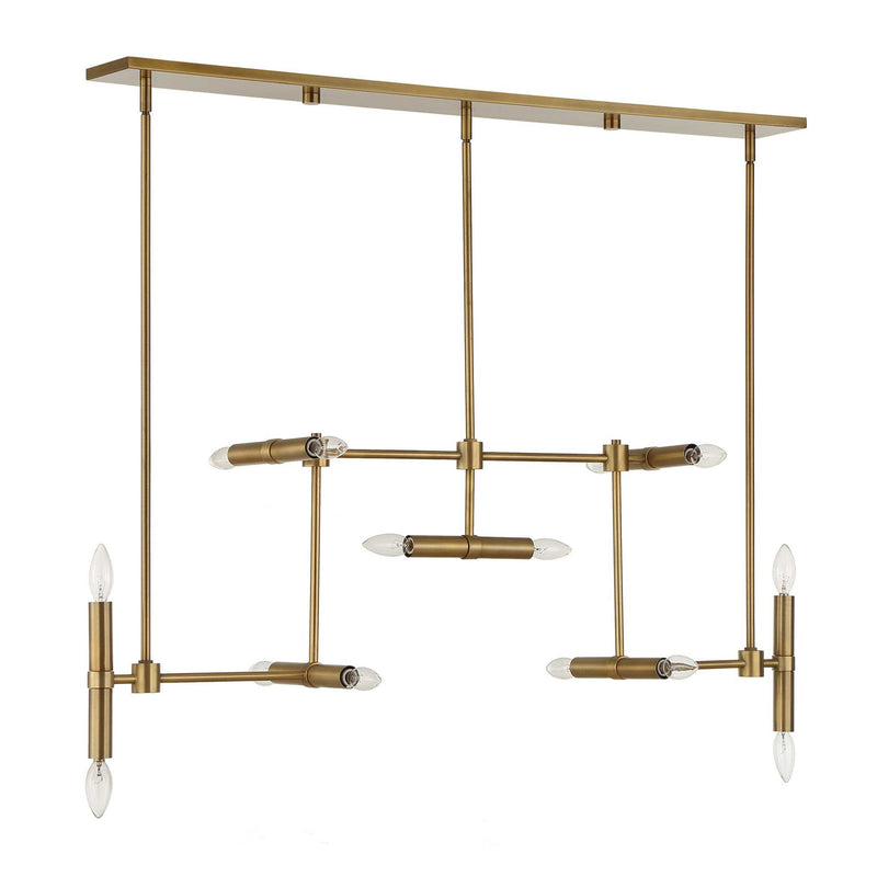 Uttermost 14 Light Modern Linear Pendant in gold, showcasing sleek pendant lighting with a contemporary design and clean lines.