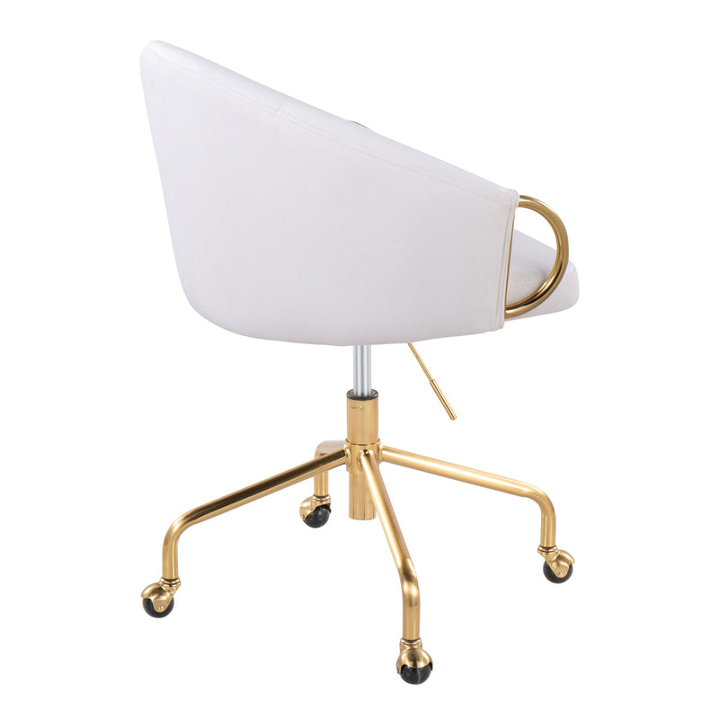Lumi Source Claire contemporary glam task chair with stylish design, black cushioned seat, and chrome base for modern office decor.