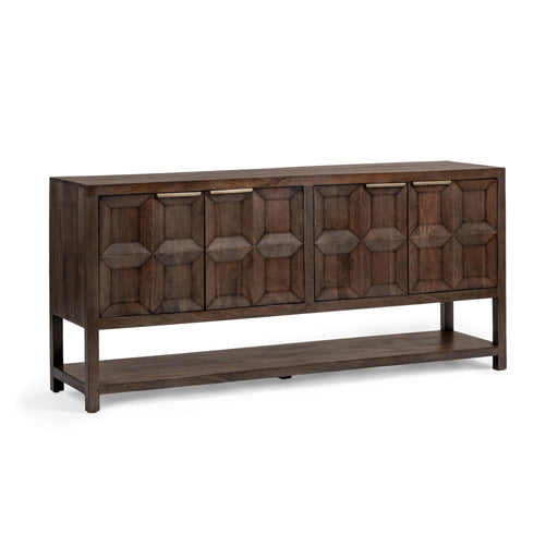 Classic Home Costa 4-door buffet cabinet with wooden finish, featuring spacious storage and sleek design for dining or living rooms.