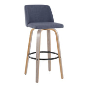 Set of two Lumi Source Toriano fixed height contemporary barstools with swivel and round footrest, showcasing sleek modern design.