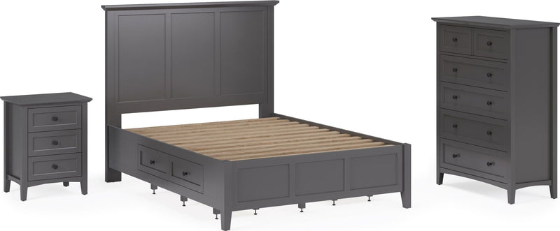 Grace Three Drawer Nightstand in Raven Black