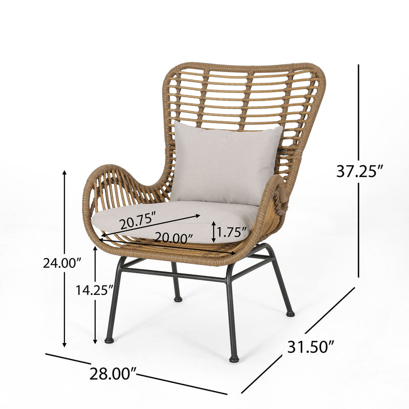Modern Aesthetic Outdoor Rattan Accent Chair With Metal Legs - R&R Furniture Gallery (Fountain Valley, CA)