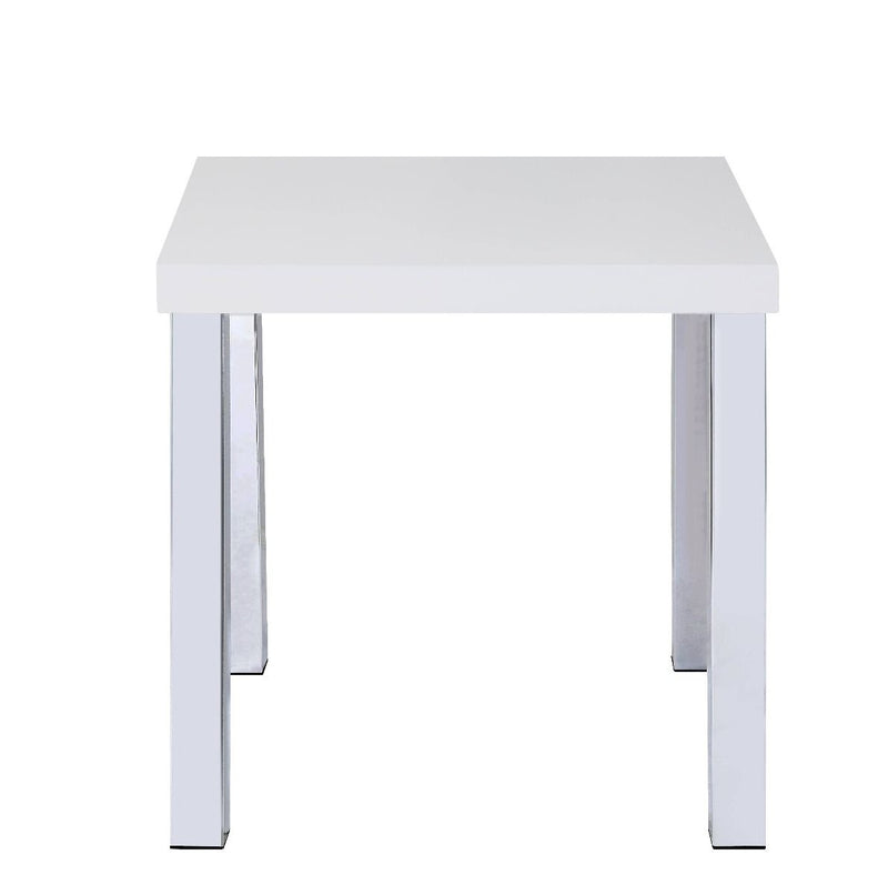 Harta - End Table - White High Gloss & Chrome - R&R Furniture Gallery (Fountain Valley, CA)