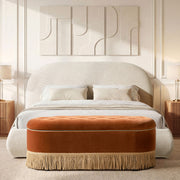 Jennifer Taylor Home Archie Puffy Grounded upholstered platform bed with plush headboard and sleek design, shown in a modern bedroom setting.