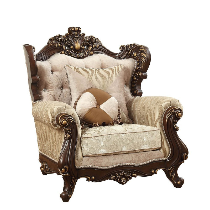 Shalisa - Chair With 2 Pillows (Same Lv01587) - Fabric & Walnut - R&R Furniture Gallery (Fountain Valley, CA)