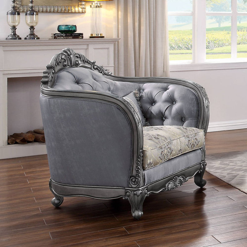 Ariadne - Chair With Pillow - Fabric & Platinum - R&R Furniture Gallery (Fountain Valley, CA)