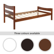 DreamHaus twin size platform bed with a headboard and wooden slat support, showcasing a modern bedroom setup.
