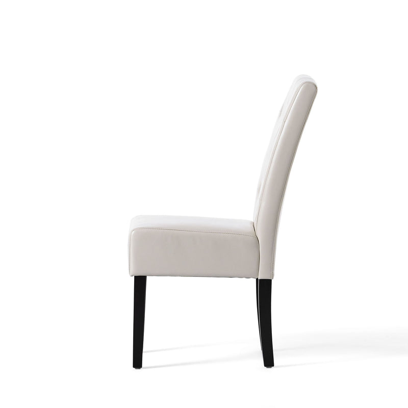 Carter - 5 Tuft Dining Chair With Button Tufted Backrest And Espresso Legs - Ivory - R&R Furniture Gallery (Fountain Valley, CA)