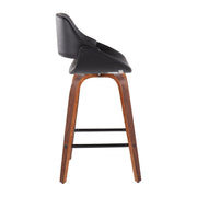 Pair of Lumi Source Fabrico Mid-Century Modern counter stools with wooden legs and upholstered seats, set of two.