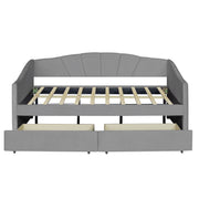 Upholstered Daybed With Two Drawers And Wood Slat - R&R Furniture Gallery (Fountain Valley, CA)