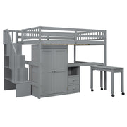 Loft Bed With Stairs, Bookshelf, Drawers, Desk & Wardrobe, Space Saving Multifunctional Furniture - R&R Furniture Gallery (Fountain Valley, CA)