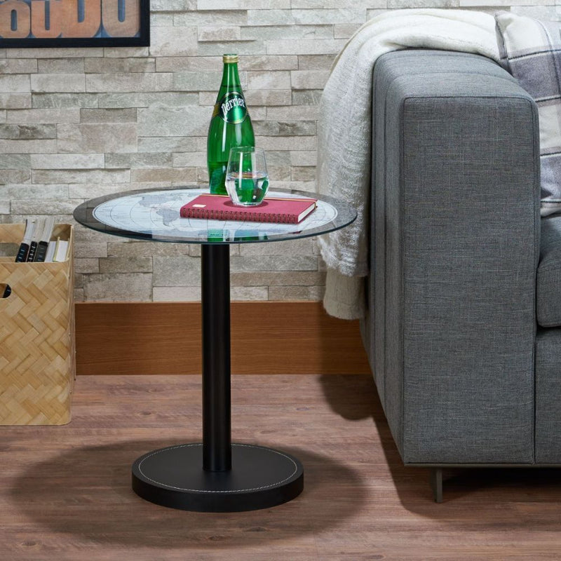 Boli - End Table - Black & Map Glass - R&R Furniture Gallery (Fountain Valley, CA)