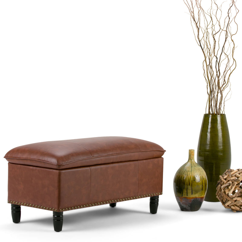 Emily - Storage Ottoman - Cognac - R&R Furniture Gallery (Fountain Valley, CA)