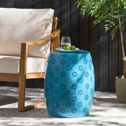 Noble House Soleil barrel-shaped side table with smooth wooden finish and rounded design, ideal for modern living spaces.