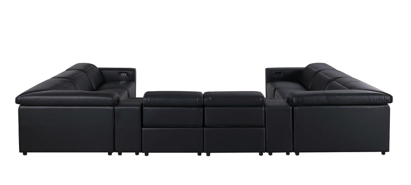 1208 - 10 Piece U Shaped Leather Sectional With 4 Power Recliners & Power Headrest