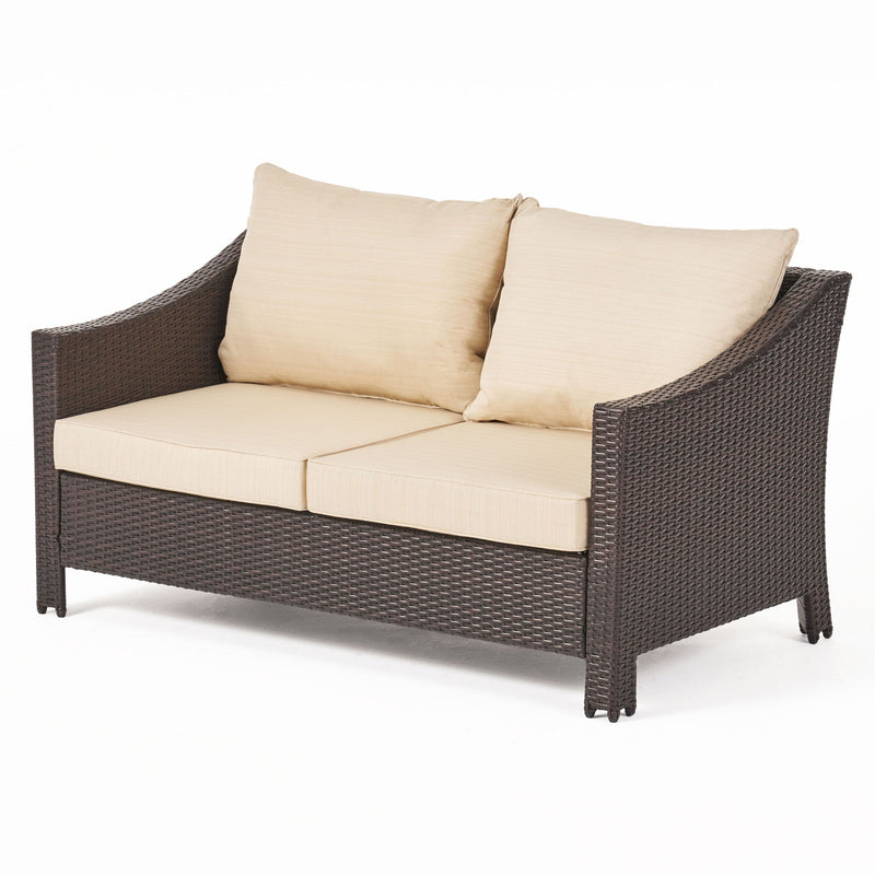 Antibes - 4 Pieces Wicker Chat Set - Brown / Beige - R&R Furniture Gallery (Fountain Valley, CA)