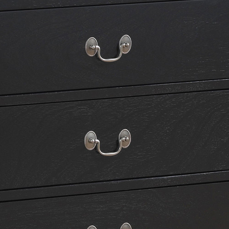 Elegant black dresser from Glory Furniture featuring polished wood finish and classic design, ideal for bedroom storage.