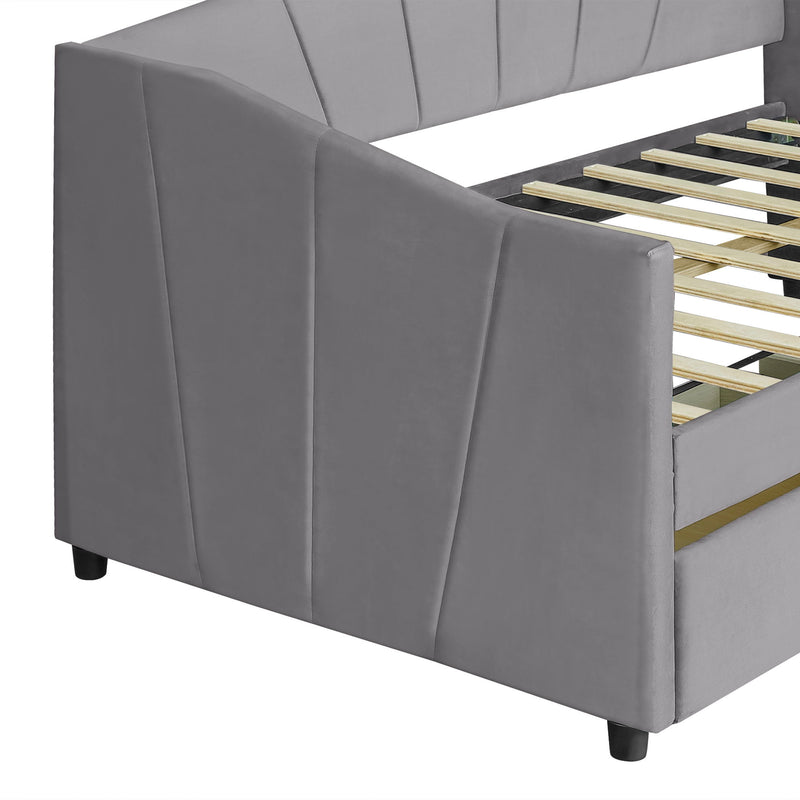 Upholstered Daybed With Two Drawers And Wood Slat - R&R Furniture Gallery (Fountain Valley, CA)
