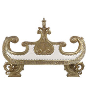 Bernadette - Bench - White Synthetic Leather Fabric & Gold - R&R Furniture Gallery (Fountain Valley, CA)