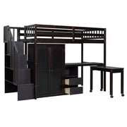 Loft Bed With Stairs, Bookshelf, Drawers, Desk & Wardrobe, Space Saving Multifunctional Furniture - R&R Furniture Gallery (Fountain Valley, CA)
