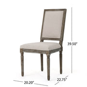 Noble House traditional style dining chair set with fabric upholstery, featuring elegant wooden legs and cushioned seats.