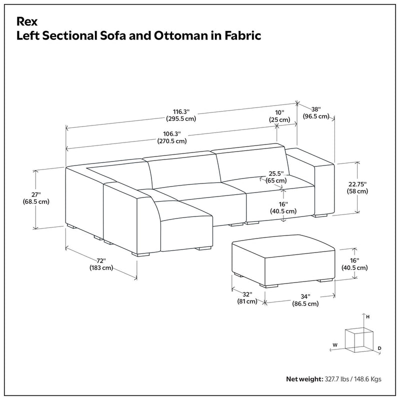Rex - Handcrafted Sectional Sofa And Ottoman - R&R Furniture Gallery (Fountain Valley, CA)