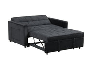 Maeve - Convertible Sleeper Loveseat With Tufting and Side Pocket - Black - R&R Furniture Gallery (Fountain Valley, CA)