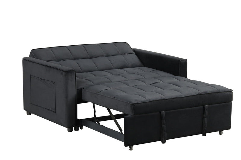 Maeve - Convertible Sleeper Loveseat With Tufting and Side Pocket - Black - R&R Furniture Gallery (Fountain Valley, CA)