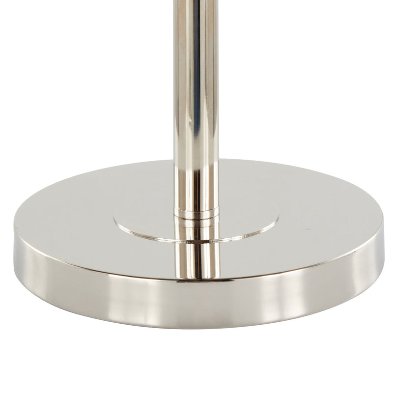 Lumi Source Lily contemporary table lamp with polished nickel finish and gray fabric shade, ideal for modern living spaces.