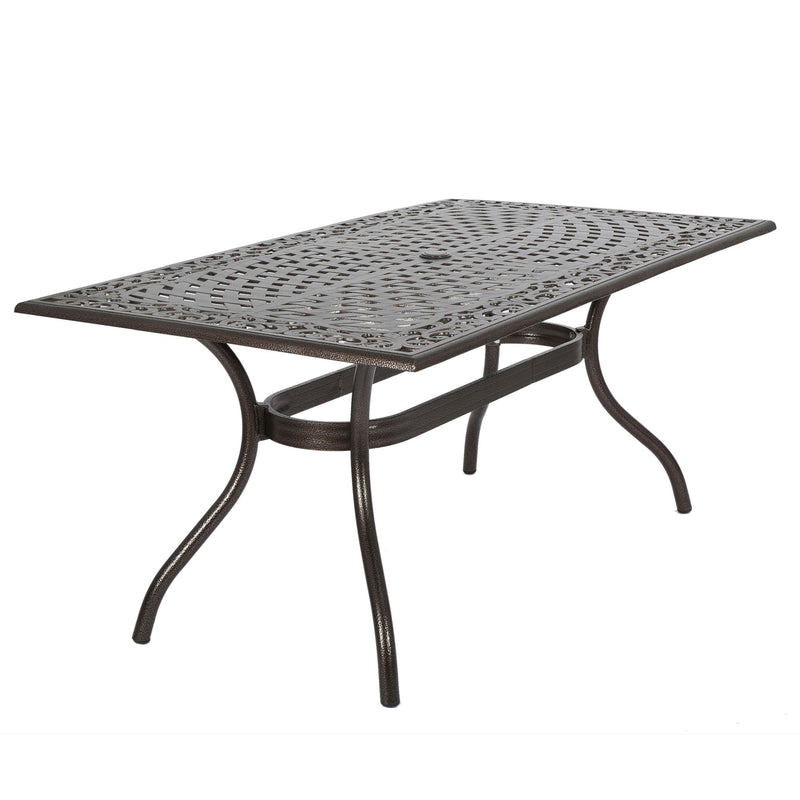 Celestine - Outdoor Cast Aluminum Dining Table With Floral Lattice Design And Umbrella Holder - R&R Furniture Gallery (Fountain Valley, CA)
