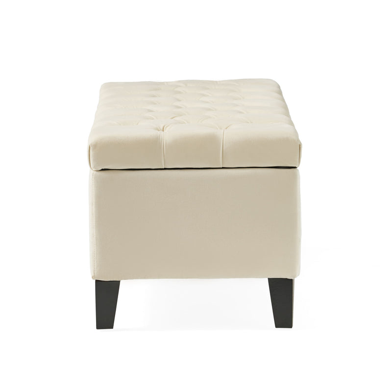 Button Tufted Diamond Stitch Storage Ottoman - Beige - R&R Furniture Gallery (Fountain Valley, CA)