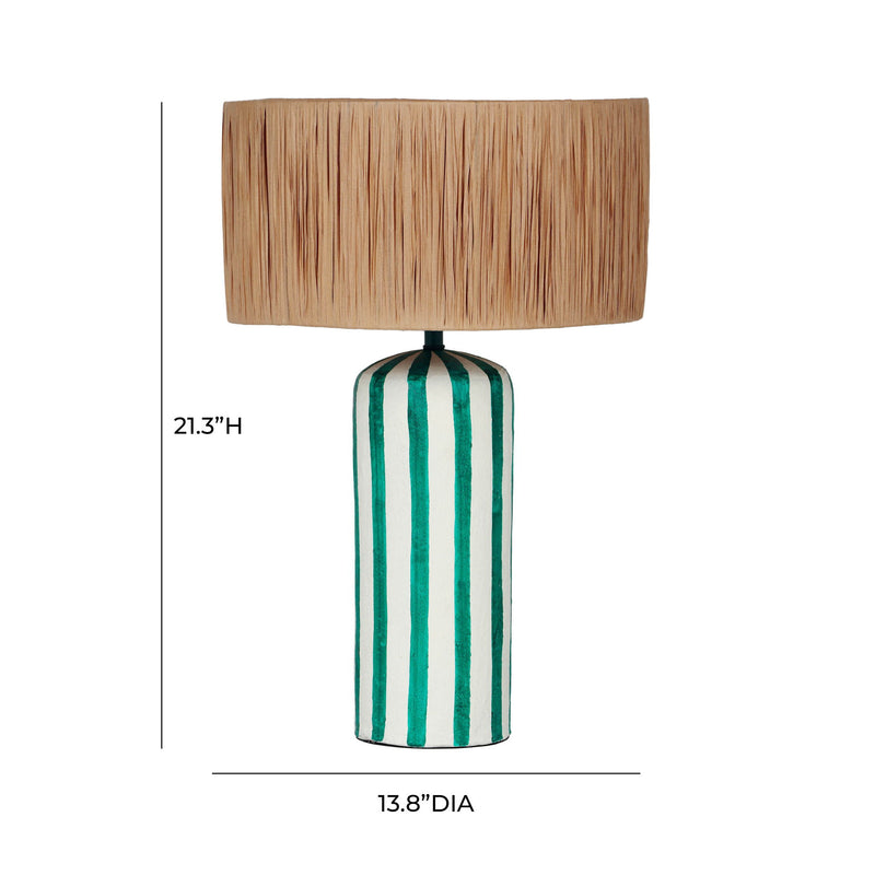 Ravello - Striped Papier Mache Table Lamp - Green - R&R Furniture Gallery (Fountain Valley, CA)