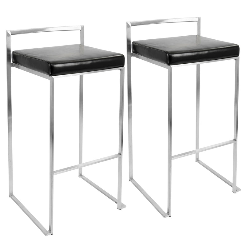 Lumi Source Fuji contemporary stackable barstool set with sleek modern design and neutral-colored seats for stylish seating.