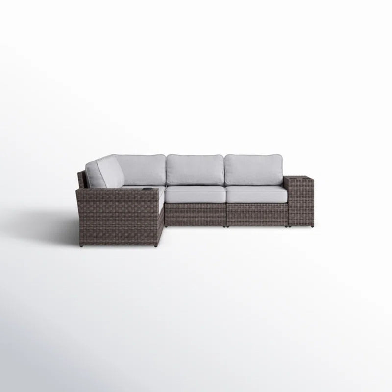 Wide Reversible Outdoor Sectional Sofa With Cushions - Brown / Gray - R&R Furniture Gallery (Fountain Valley, CA)